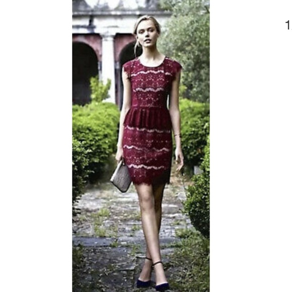 Anthropologie Mauve Burgandy Lace Dress size large - Picture 7 of 7